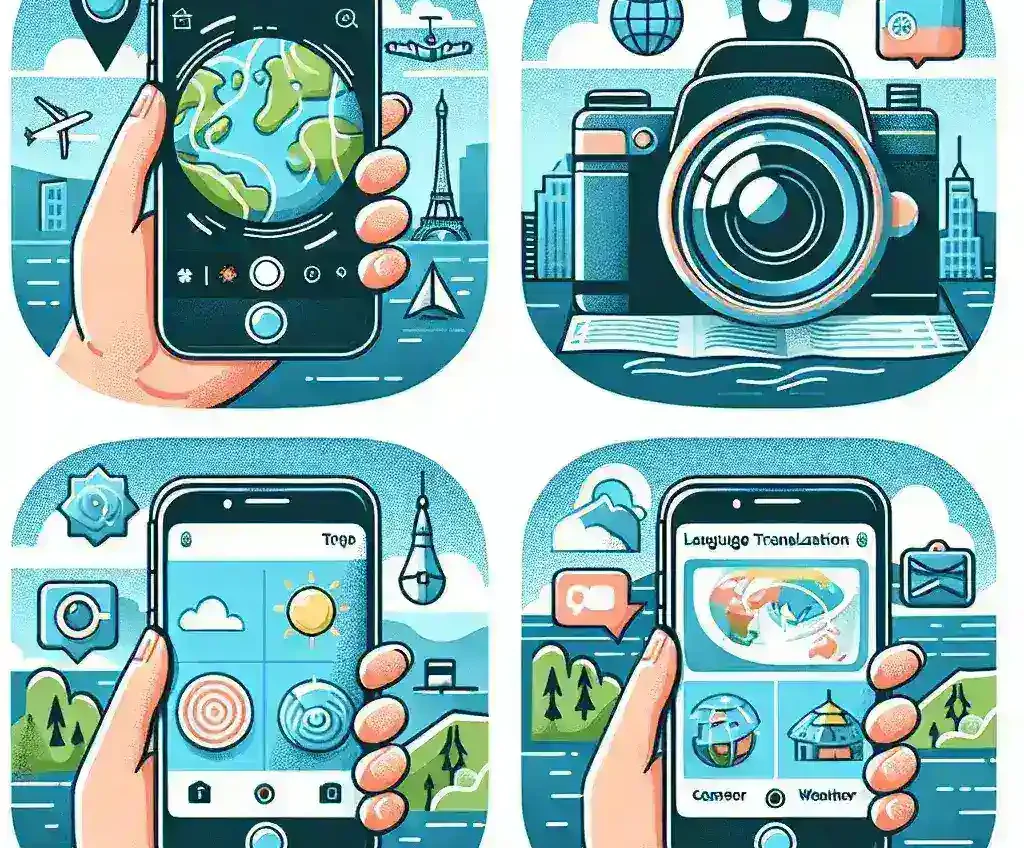 "Fitur HP Samsung untuk Traveling: Menampilkan peta, fotografi, dan aplikasi navigasi dalam satu layar, ideal untuk petualangan di luar negeri."